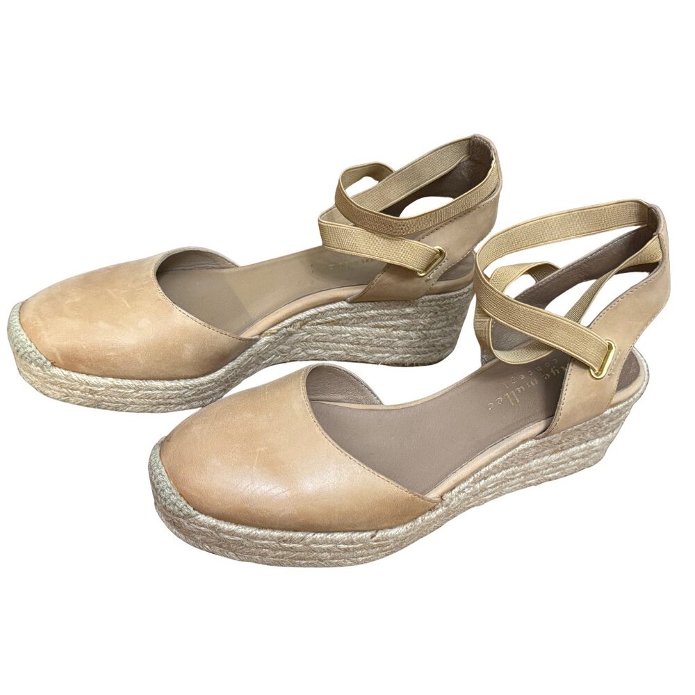Bettye Muller Concepts Women's Reba Espadrille Wedge Beige Leather Size 9
